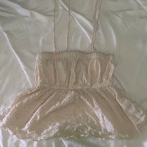 American eagle cream fit-flare tie strap tank